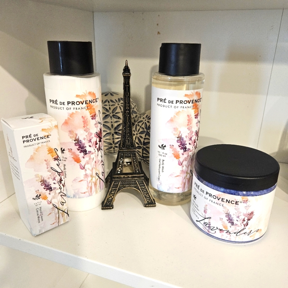 Pre De Provence Lavender Collection Set Body Wash,Lotion,Bath Salts, Hand  Cream